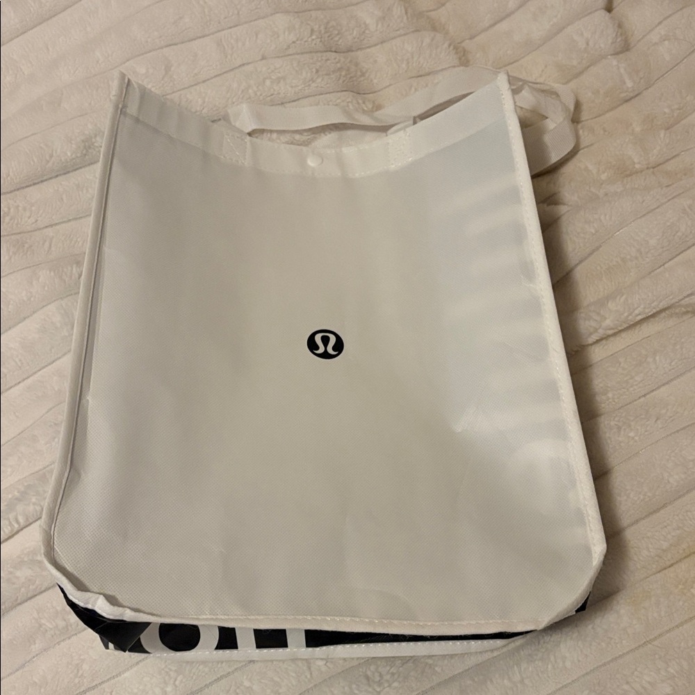 Lululemon White and Black LARGE Shopping Bag